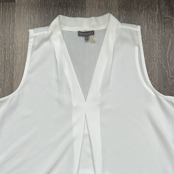 Vince Camuto Sheer White V Neck Blouse Flowy Small - Picture 3 of 8